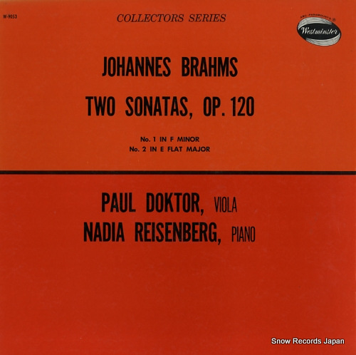 DOKTOR, PAUL brahms; two sonatas, op.120 W-9053 - front cover