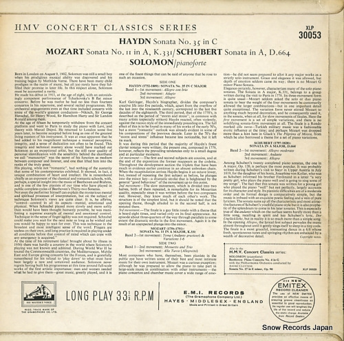 SOLOMON haydn; sonata no.35 in c XLP30053 - back cover
