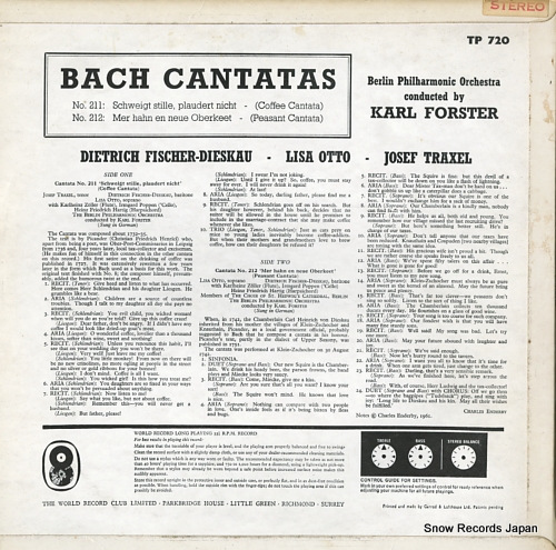 FISCHER-DIESKAU, DIETRICH bach; cantatas nos211 & 212 TP720 - back cover
