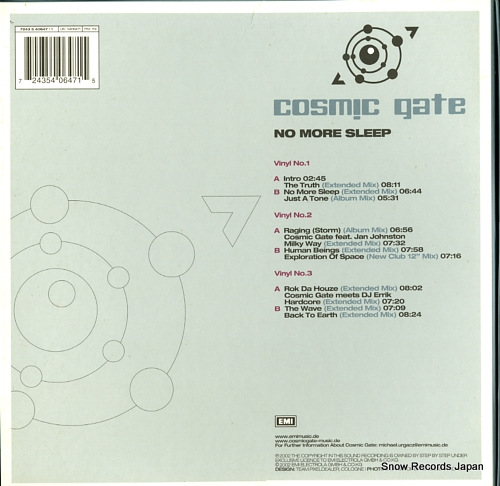 COSMIC GATE no more sleep 724354064715 - back cover