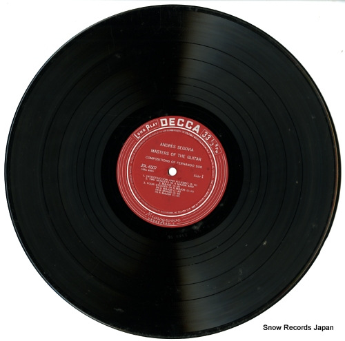 SEGOVIA, ANDRES masters of the guitar / compositions of sor and tarrega JDL6507