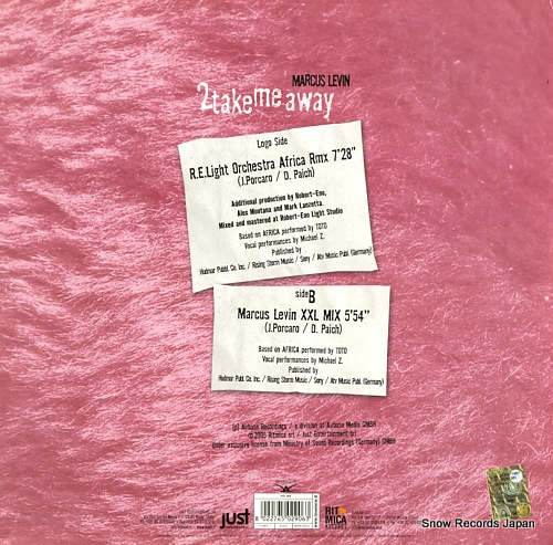 LEVIN, MARCUS 2 take me away RTJ005 - back cover