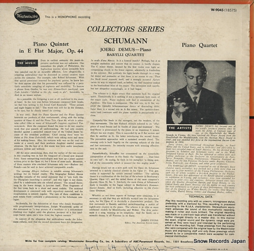DEMUS, JOERG / BARYLLI QUARTET schumann; piano quintet in e flat major, op.44 W-9045