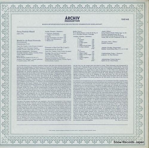 WENZINGER, AUGUST handel; musick for the royal fireworks(feuerwerksmusik) 198146