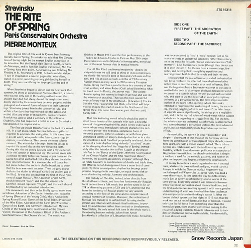 MONTEUX, PIERRE stravinsky; the rite of spring STS15318