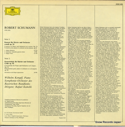 KEMPFF, WILHELM schumann; konzert fur klavier und orchester a-moll op.54 2530484