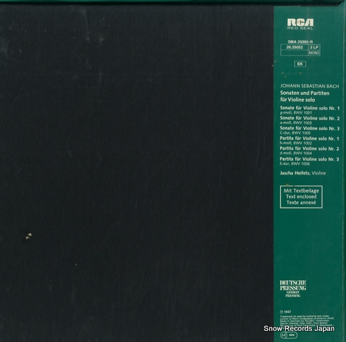 å㡦ϥեå bach; 6 sonaten & partiten fur violine solo SMA25092-R