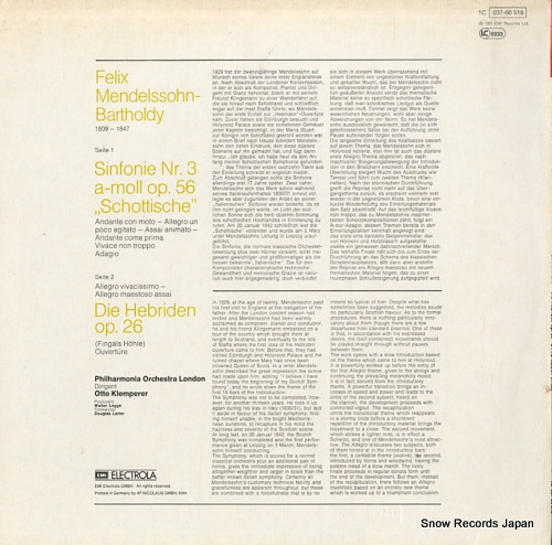 KLEMPERER, OTTO mendelssohn; sinfonie nr.3 