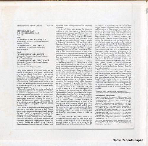 GOULD, GLENN bach; the french suites vol.1, nos.1-4 M32347