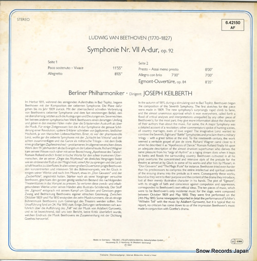 KEILBERTH, JOSEPH beethoven; symphonie nr.7 a-dur op.92 6.42150
