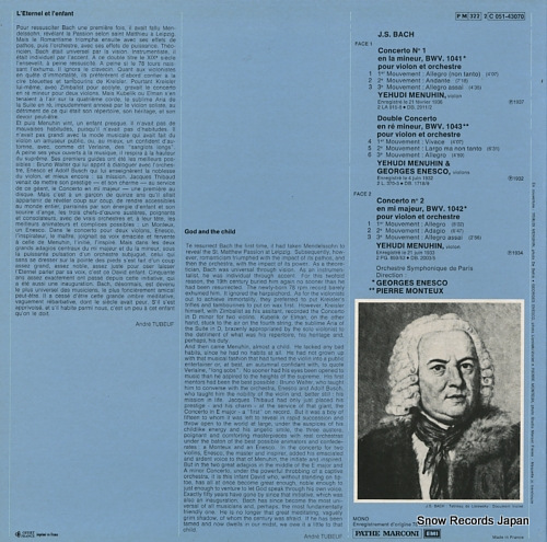 MENUHIN, YEHUDI bach; concertos pour violon 2C051-43070