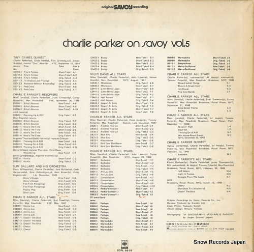 PARKER, CHARLIE charlie parker on savoy vol.5 SOPL68-SY