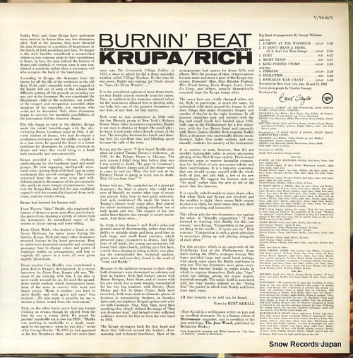 RICH, BUDDY, AND GENE KRUPA burnin' beat V6-8471 - back cover