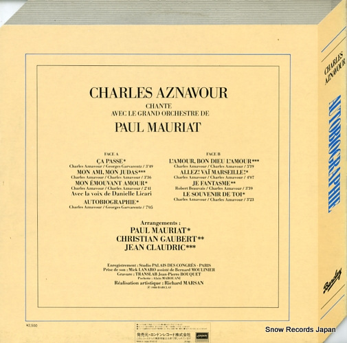AZNAVOUR, CHARLES autobiographie L25B-1005