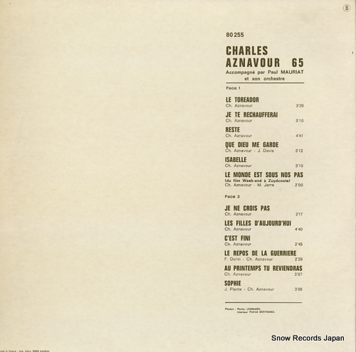AZNAVOUR, CHARLES aznavour 65 80255/SML-1