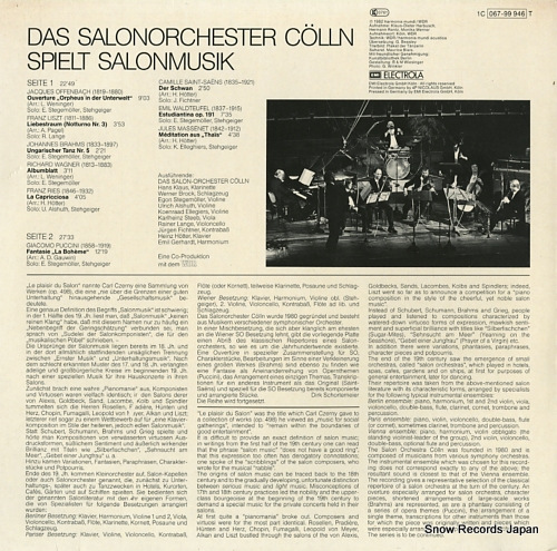 DAS SALONORCHESTER COLLN spielt salonmusik 1C067-99946T