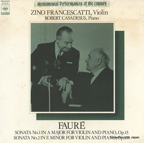 FRANCESCATTI, ZINO faure; sonata no.1 in a major, no.2 in e minor SOCU58 - front cover