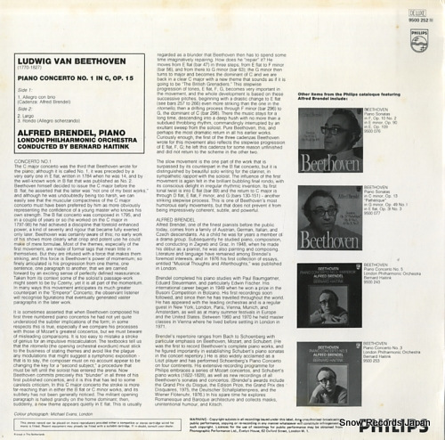BRENDEL, ALFRED beethoven; piano concerto no.1 9500252