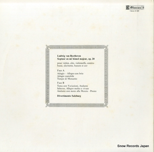 DIVERTIMENTO SALZBURG beethoven; septett es-dur, op.20 CLAVESD809