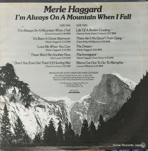HAGGARD, MERLE i'm always on a mountain when i fall MCA-2375 - back cover