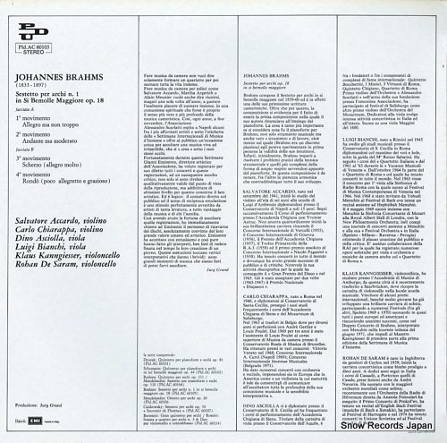 V/A brahms; sestetto per archi n.1 in si bemolle maggiore op.18 PLD.AC60105