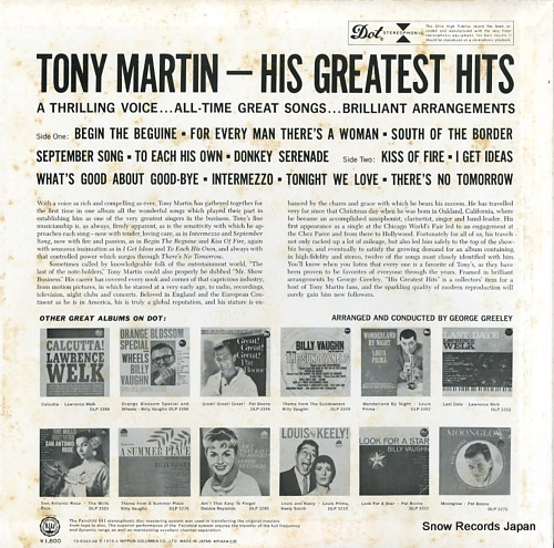 MARTIN, TONY his greatest hits YS-8040-AB