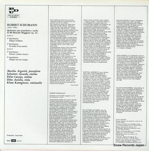 V/A schumann; quintetto per pianoforte e archi in mi bemolle maggiore op.44 PLD.AC60102