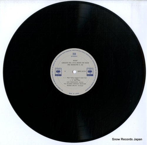 WALTER, BRUNO mozart; violin concerto no.3 SONC10104