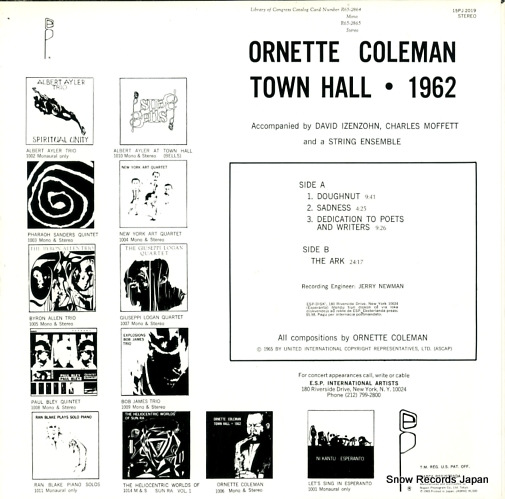 COLEMAN, ORNETTE town hall 1962 15PJ-2019