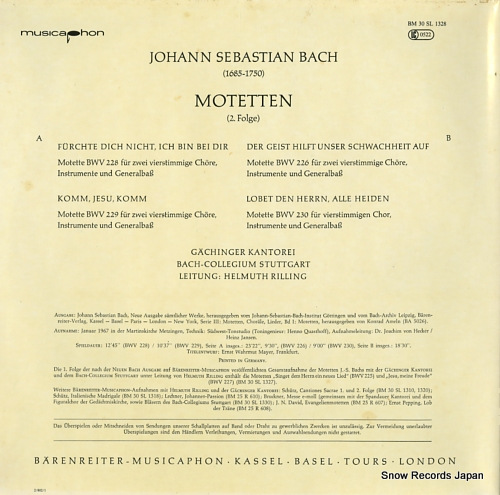 RILLING, HELMUTH / GACHINGER KANTOREI bach; motetten BM30SL1328