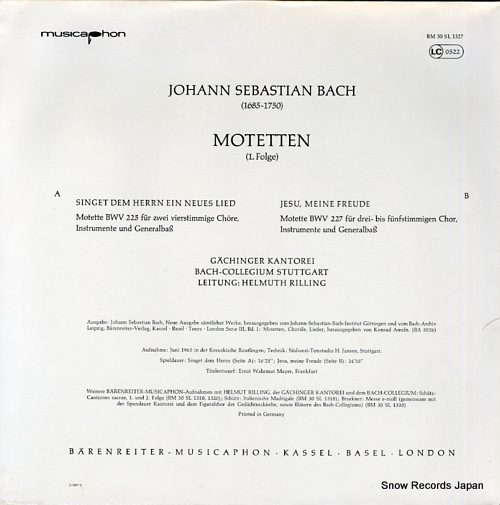 RILLING, HELMUTH bach; singet dem herrn ein neues lied BM30SL1327