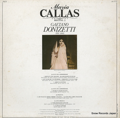 CALLAS, MARIA recital 2 SM1279 - back cover