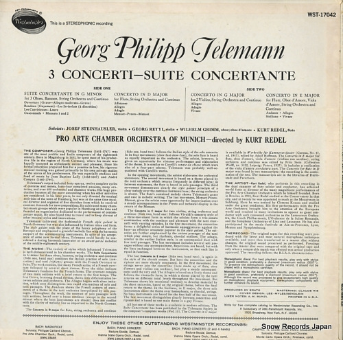 REDEL, KURT telemann; 3 concerti-suite concertante WST-17042 - back cover