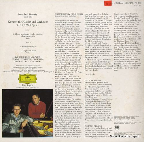 ABBADO, CLAUDIO / IVO POGORELICH tschaikowsky; klavierkonzert nr.1 725100