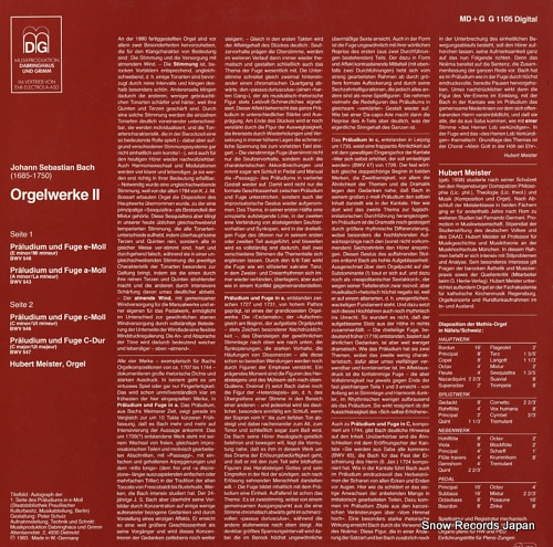 MEISTER, HUBERT bach; orgelwerke ii MD+GG1105 - back cover