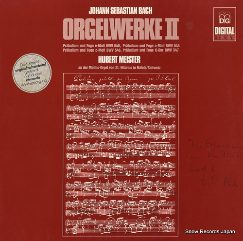 MEISTER, HUBERT bach; orgelwerke ii MD+GG1105 - front cover