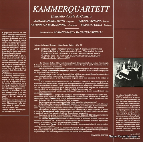 KAMMERQUARTET brahms; liebeslieder walzer op.52 C1141 - back cover