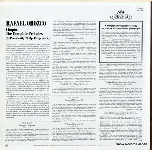 OROZCO, RAFAEL chopin; the complete preludes S-60093 - back cover