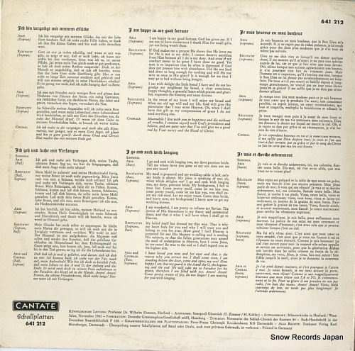 EHMANN, WILHELM bach; ich bin vergnugt mit meinem glucke / ich geh und suche mit verlangen 641212 - back cover