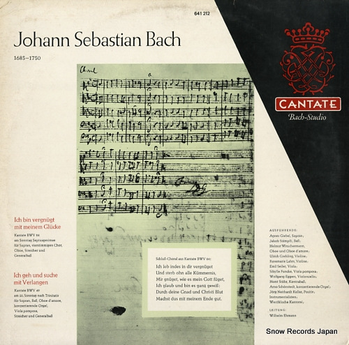 EHMANN, WILHELM bach; ich bin vergnugt mit meinem glucke / ich geh und suche mit verlangen 641212 - front cover