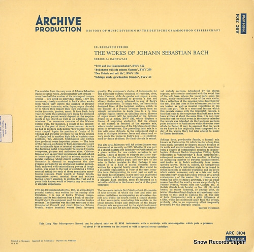 V/A the works of johann sebastian bach ARC3104 / 14604APM - back cover