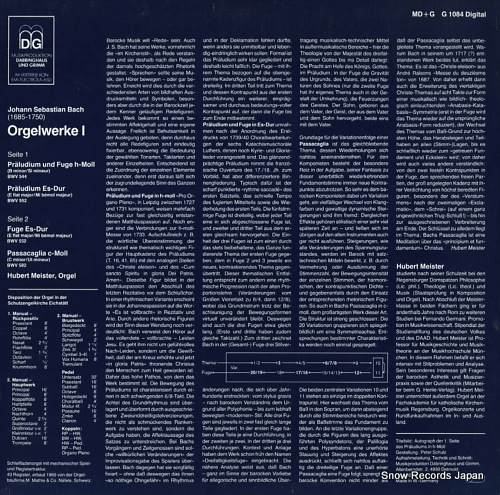 MEISTER, HUBERT bach; orgelwerke i MD+GG1084 - back cover
