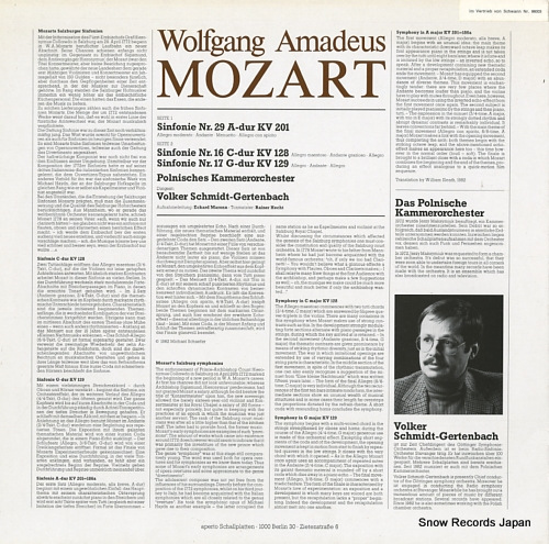 SCHMIDT-GERTENBACH, VOLKER mozart; sinfonir a-dur kv201, c-dur kv128 & g-fur kv129 APO240243 - back cover