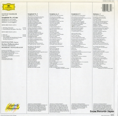 KARAJAN, HERBERT VON mahler; symphonie nr.4 419863-1
