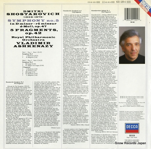 ASHKENAZY, VLADIMIR shostakovich; symphony no.5 421120-1