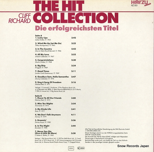 RICHARD, CLIFF the hit collection HZ001