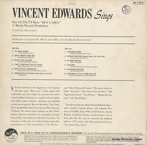 󥹡ɥ vincent edwards sings DL74311