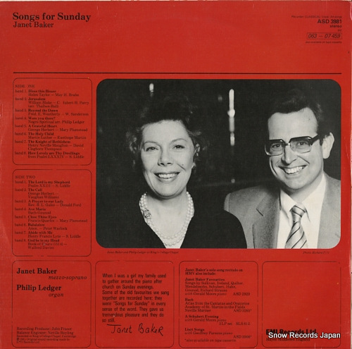 BAKER, JANET / PHILIP LEDGER songs for sunday ASD3981