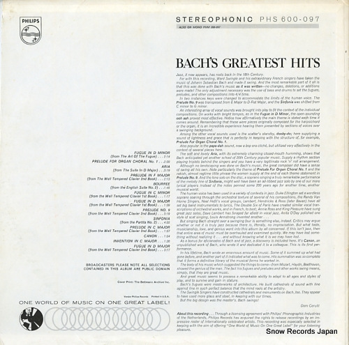 SWINGLE SINGERS, THE bach's greatetst hits PHS600-097 - back cover