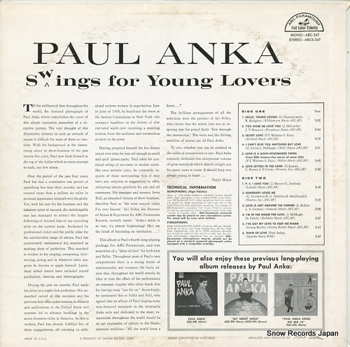 ANKA, PAUL swings for young lovers ABC347 - back cover